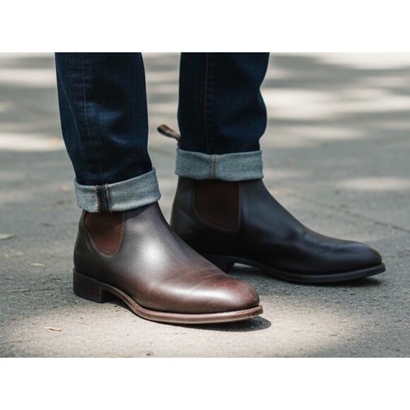 *Flawed R.M. Williams Craftsman Boots Men’s 9.5 F Brown Leather Chelsea Pull-On - Picture 16 of 16